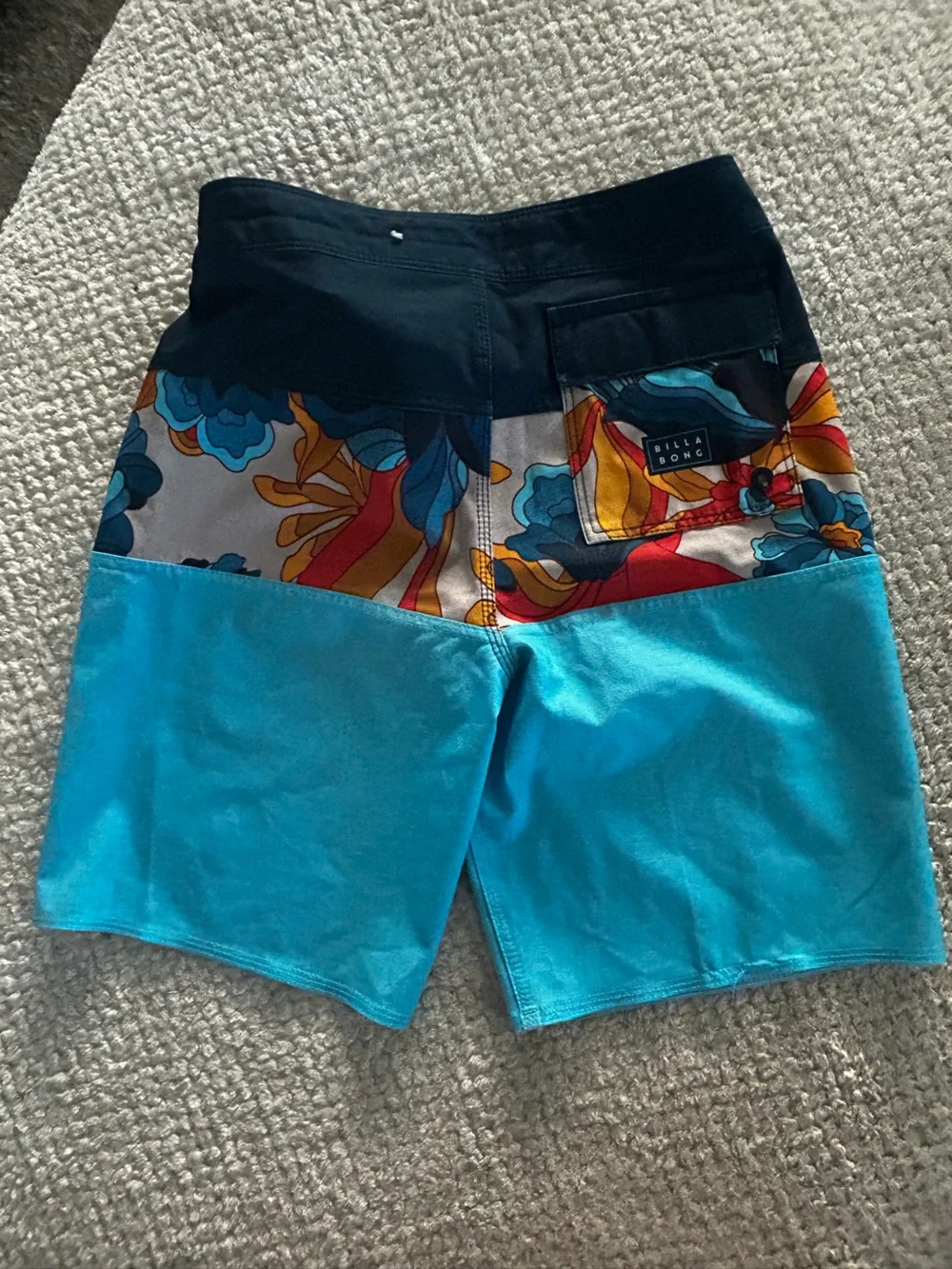 Billabong Men's Navy, Turquoise and Multicolor Floral Panel Boardshorts